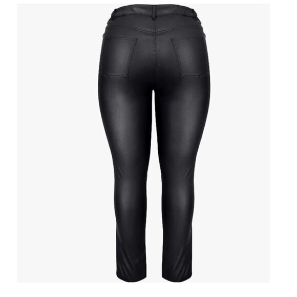 Women's Stretchy Jeggings, Faux Leather Legging Pants with Pockets, Plus Size - Picture 10 of 11